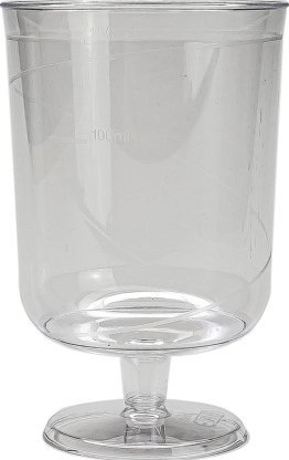 1,5 dl Plastik-Weinglas Neutral, mit Fuss, zerbrechlich EW 12-Pack