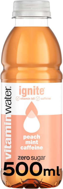 Vitaminwater Zero Ignite Peach, Mint & Koffein PET EW 12 x 50cl