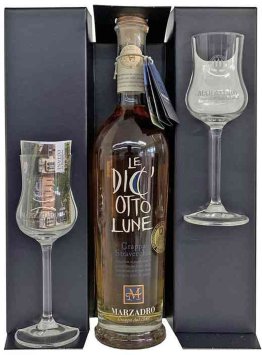 Grappa Marzadro 18 Lune 41% 50 cl mit 2 Gläser Flasche 50cl